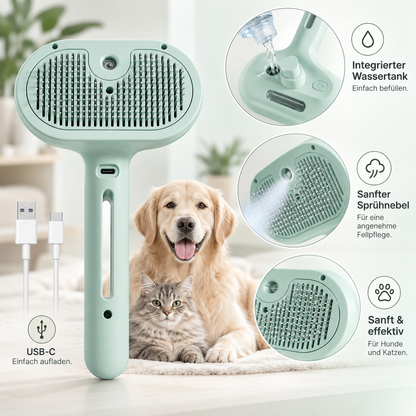 FellGlanz™ Dampfbürste – 2-in-1 Fellpflege & Massage für Katzen und Hunde