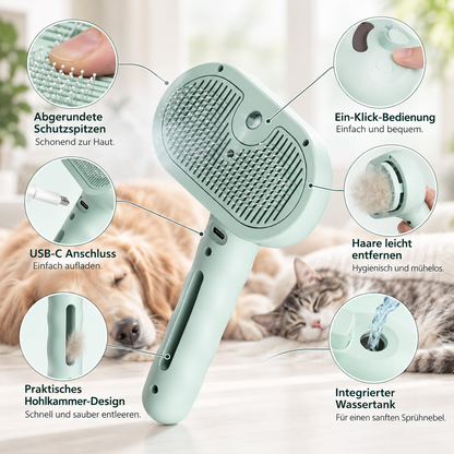 FellGlanz™ Dampfbürste – 2-in-1 Fellpflege & Massage für Katzen und Hunde