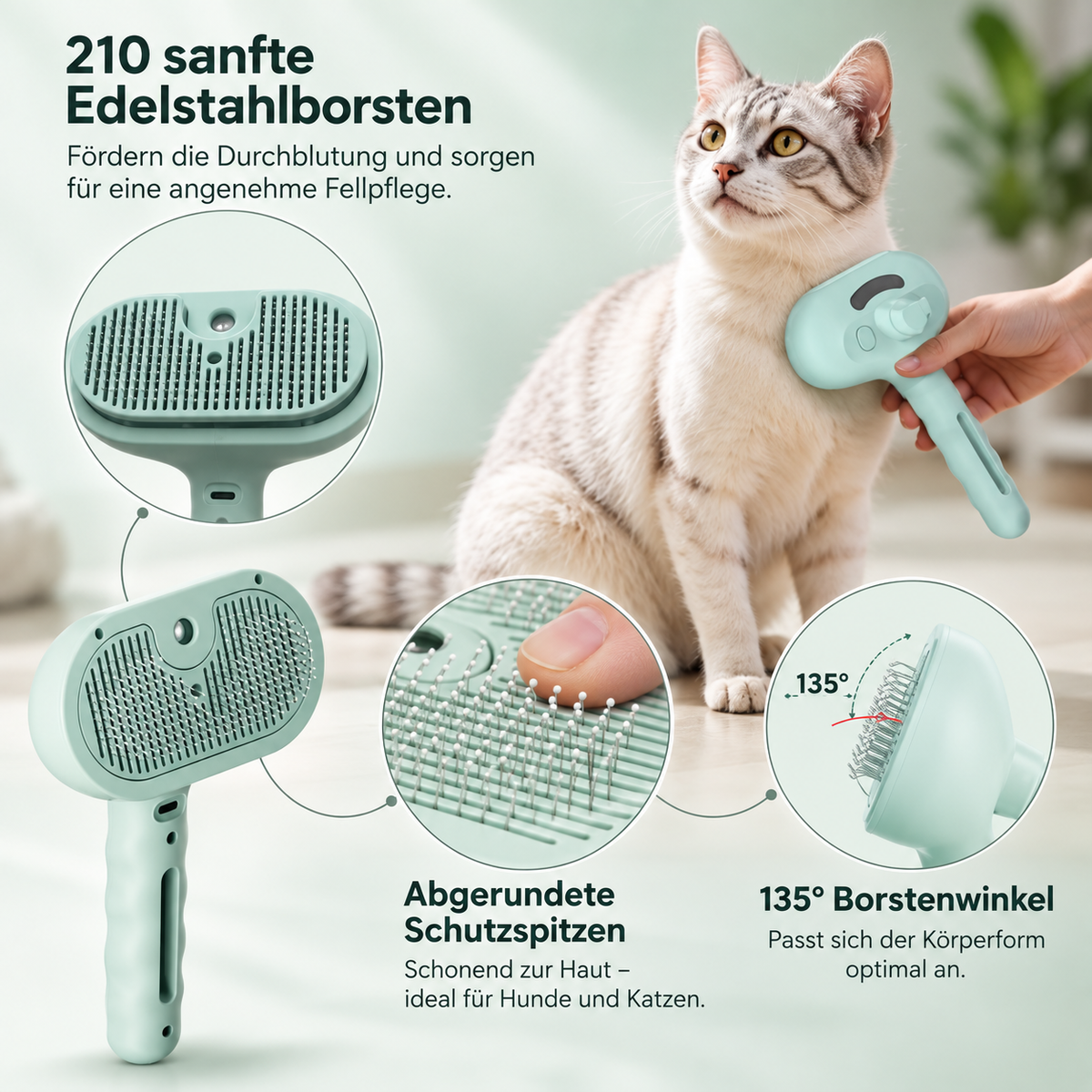 FellGlanz™ Dampfbürste – 2-in-1 Fellpflege & Massage für Katzen und Hunde